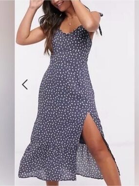 Abercrombie & Fitch True Navy Polka Dot Midi Dress